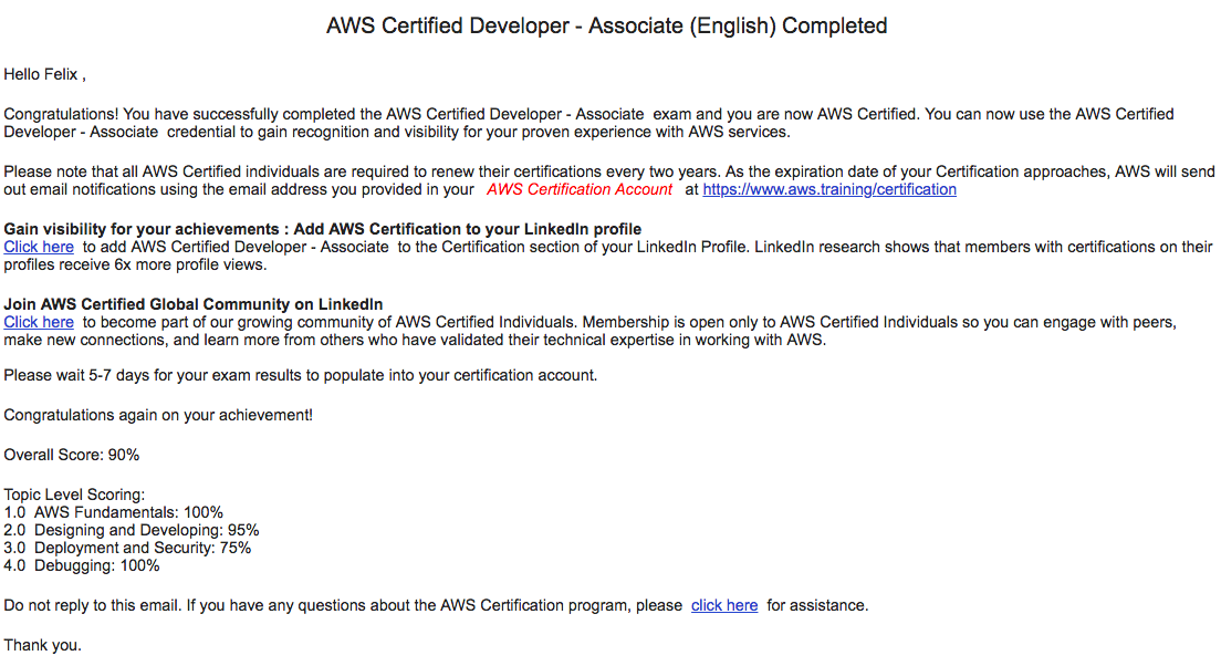 &ldquo;AWS CDA Certificate Email&rdquo;